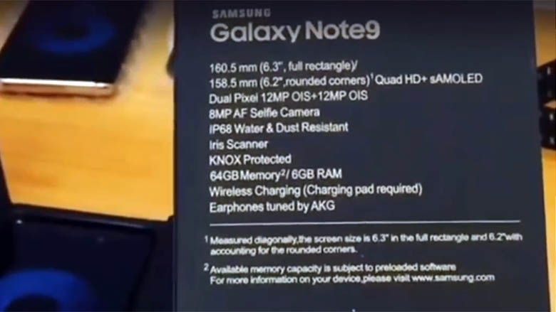 Samsung GALAXY Note 9 UNBOXING Video zu technischen Spezifikationen