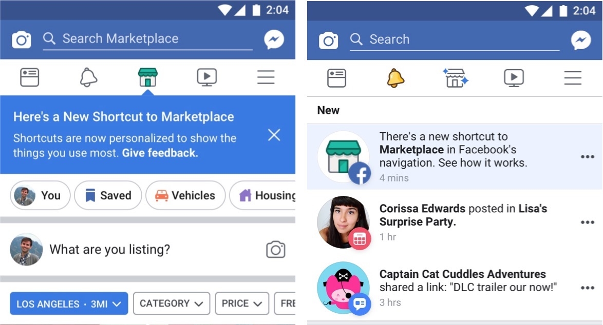 Facebook ACTUALITÉS Application iPhone Android 1