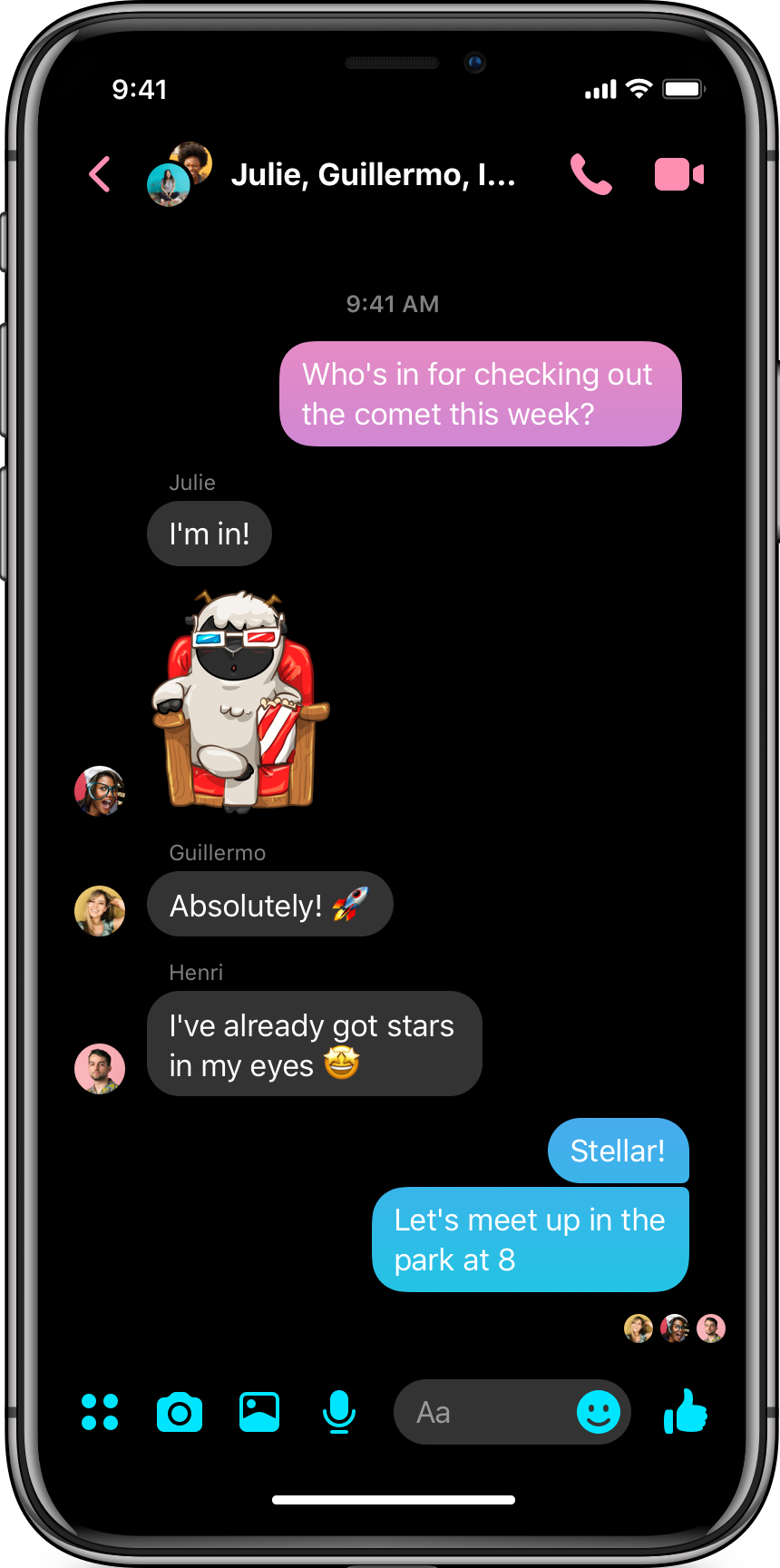 Facebook Messenger design dark mode 2