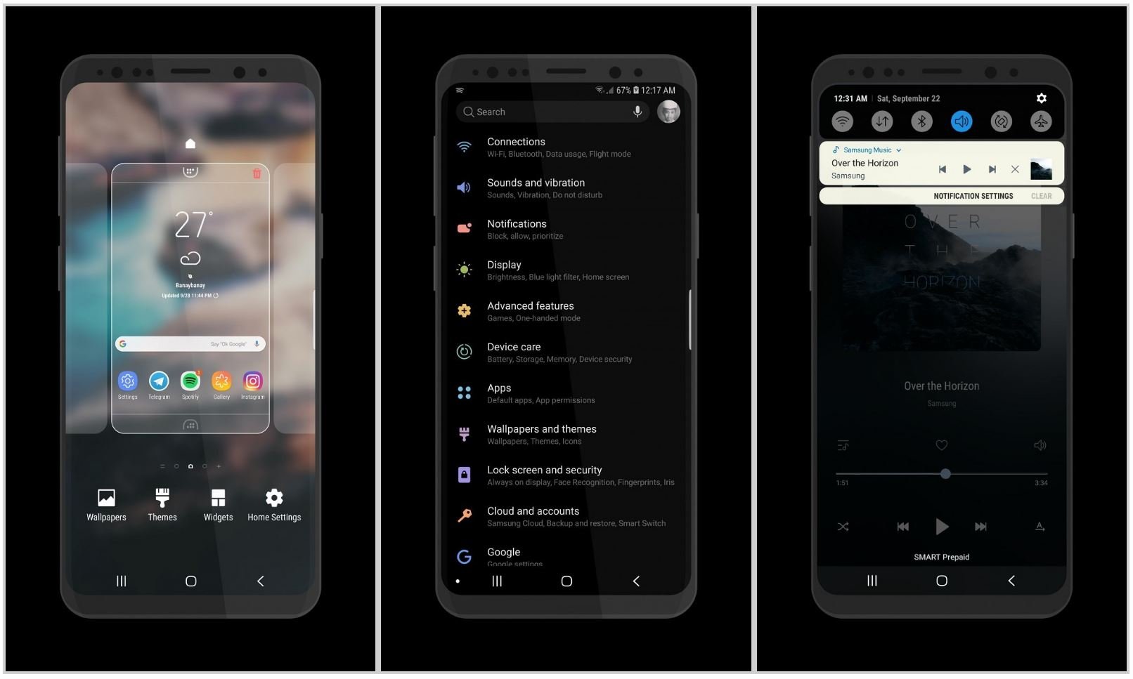 Samsung Galaxy S8 interface android 9 1