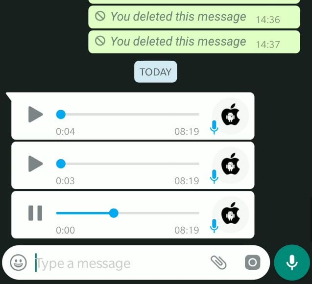 WhatsApp på varandra följande röstmeddelanden