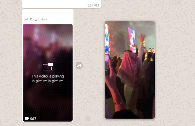 WhatsApp web video picture in picture