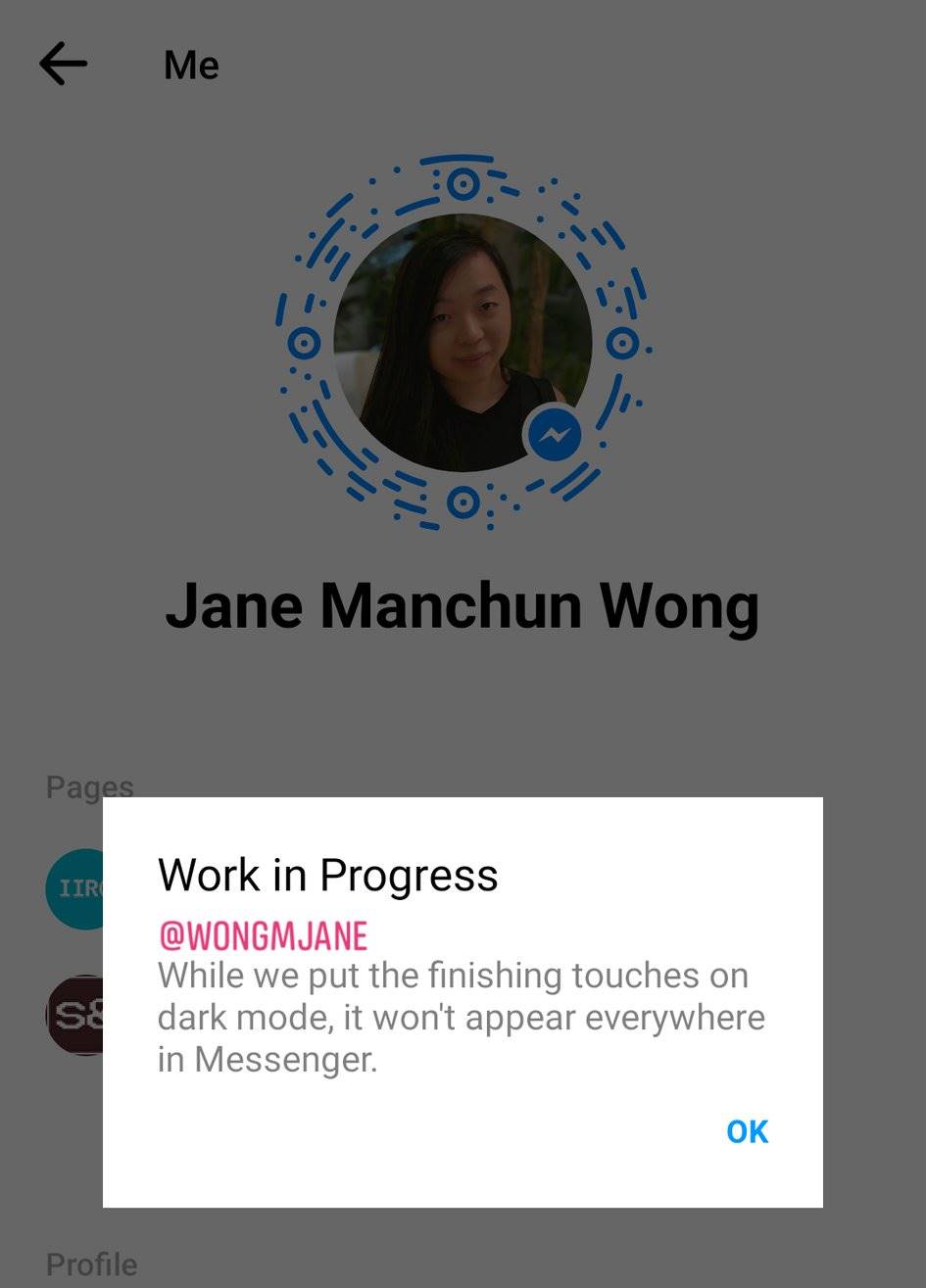 Facebook Messenger dark interface