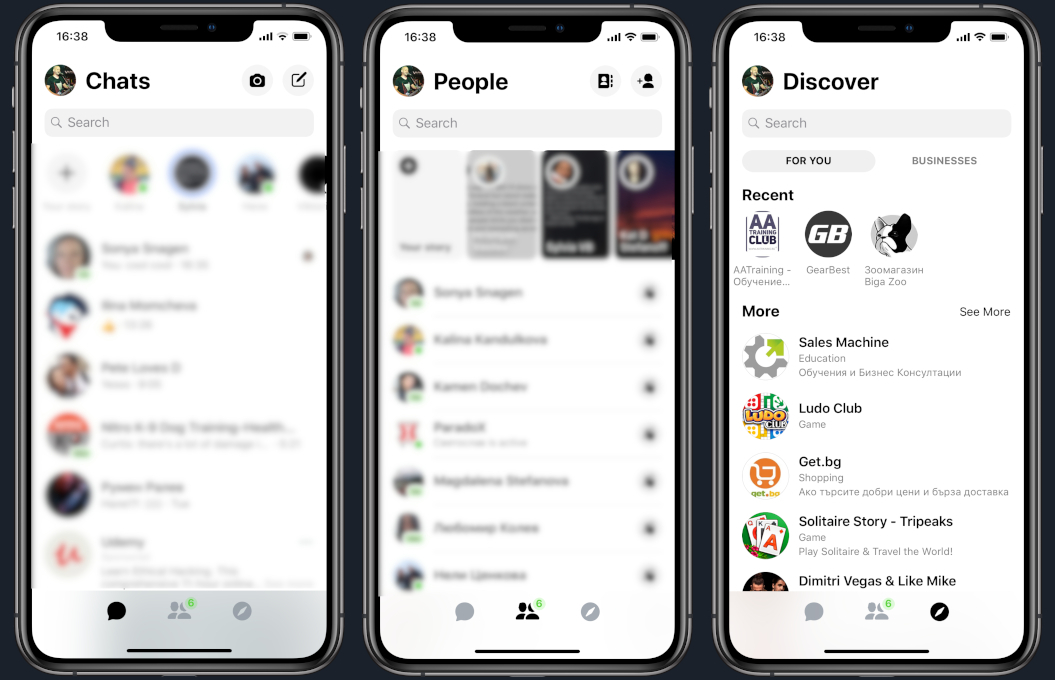 Facebook Messenger interfata noua