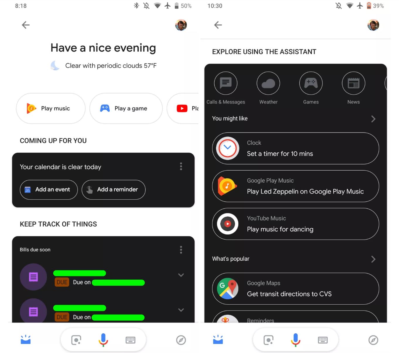 Google Assistant dark mode android 1