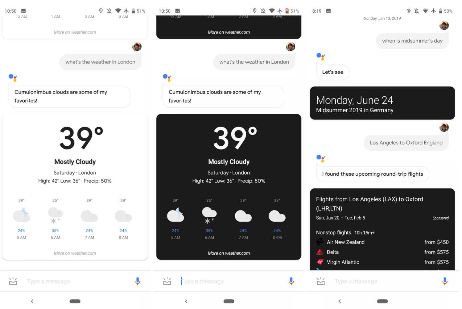 Google Assistant tumma tila Android