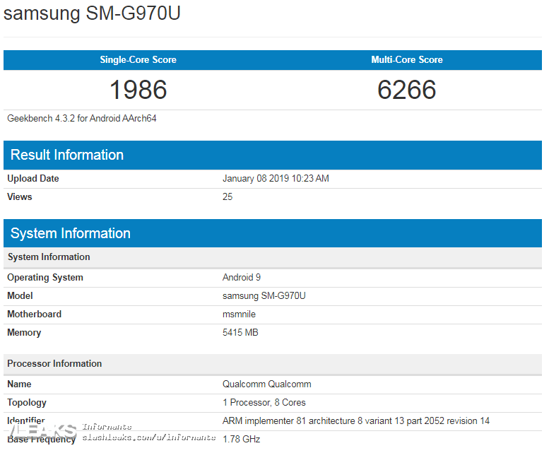 Samsung GALAXY S10 incarcare Snapdragon 855 procesor