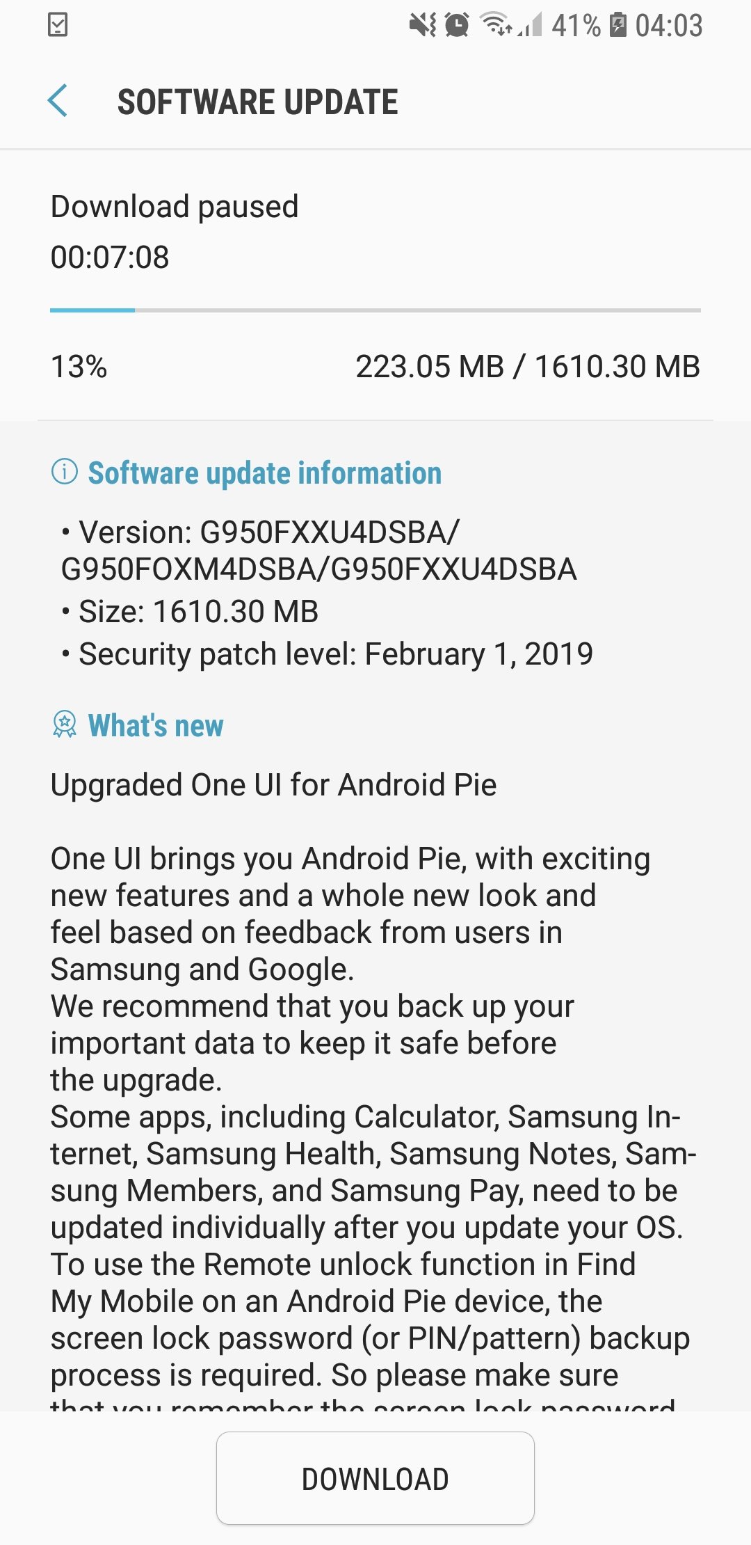 Android 9 samsung GALAXY S8