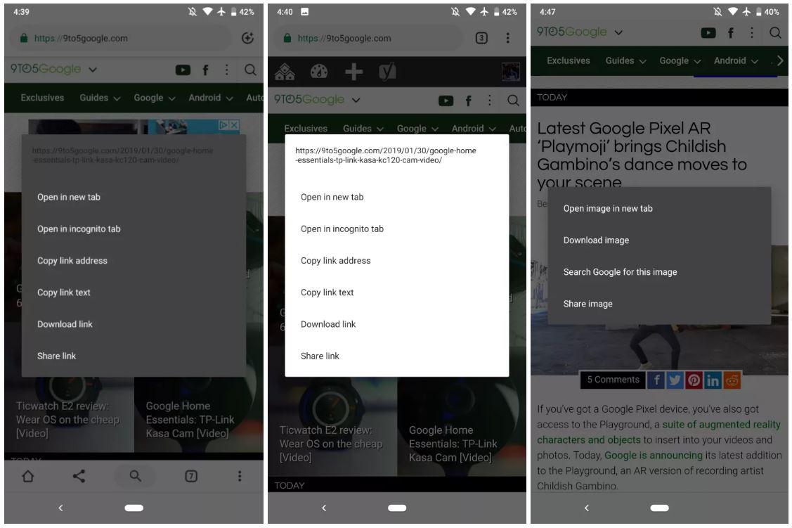Google Chrome tumma tila Android