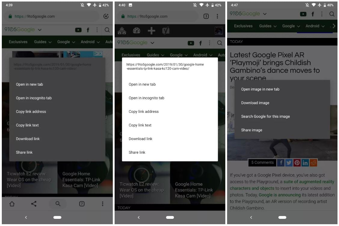 Android in modalità oscura di Google Chrome