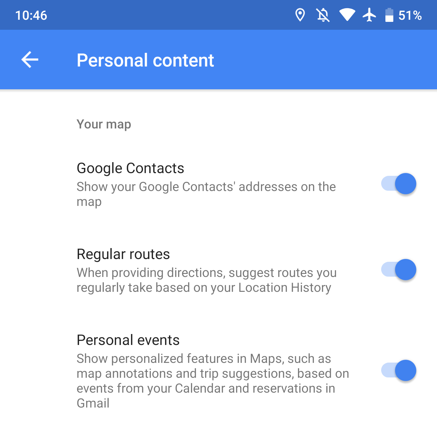 Google Maps lokaliseert persoonlijke locaties