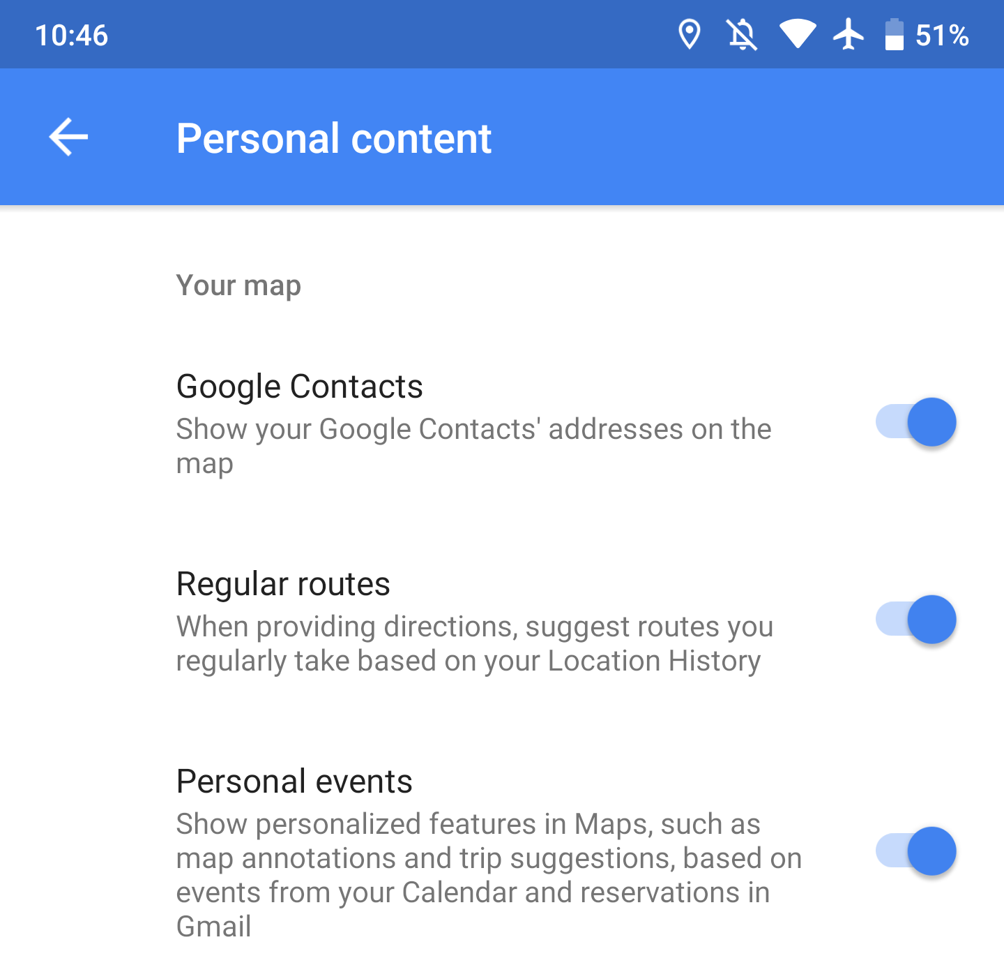 Google Maps placerar personliga platser