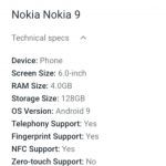 Déception des spécifications du Nokia 9