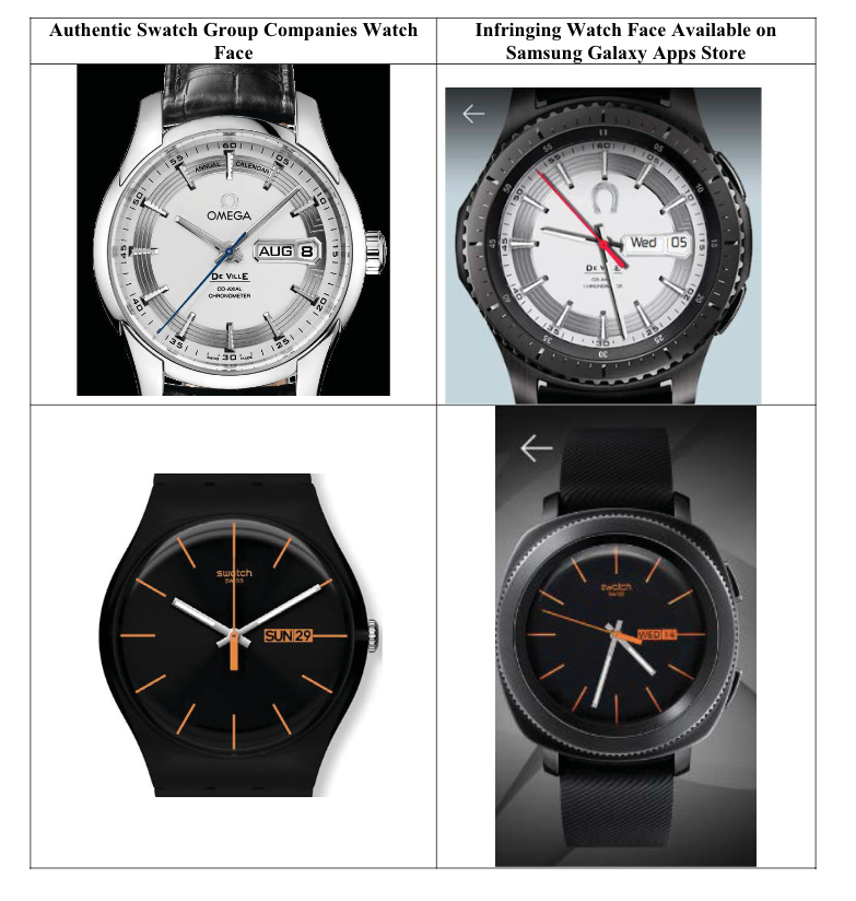 Samsung copió relojes swatch