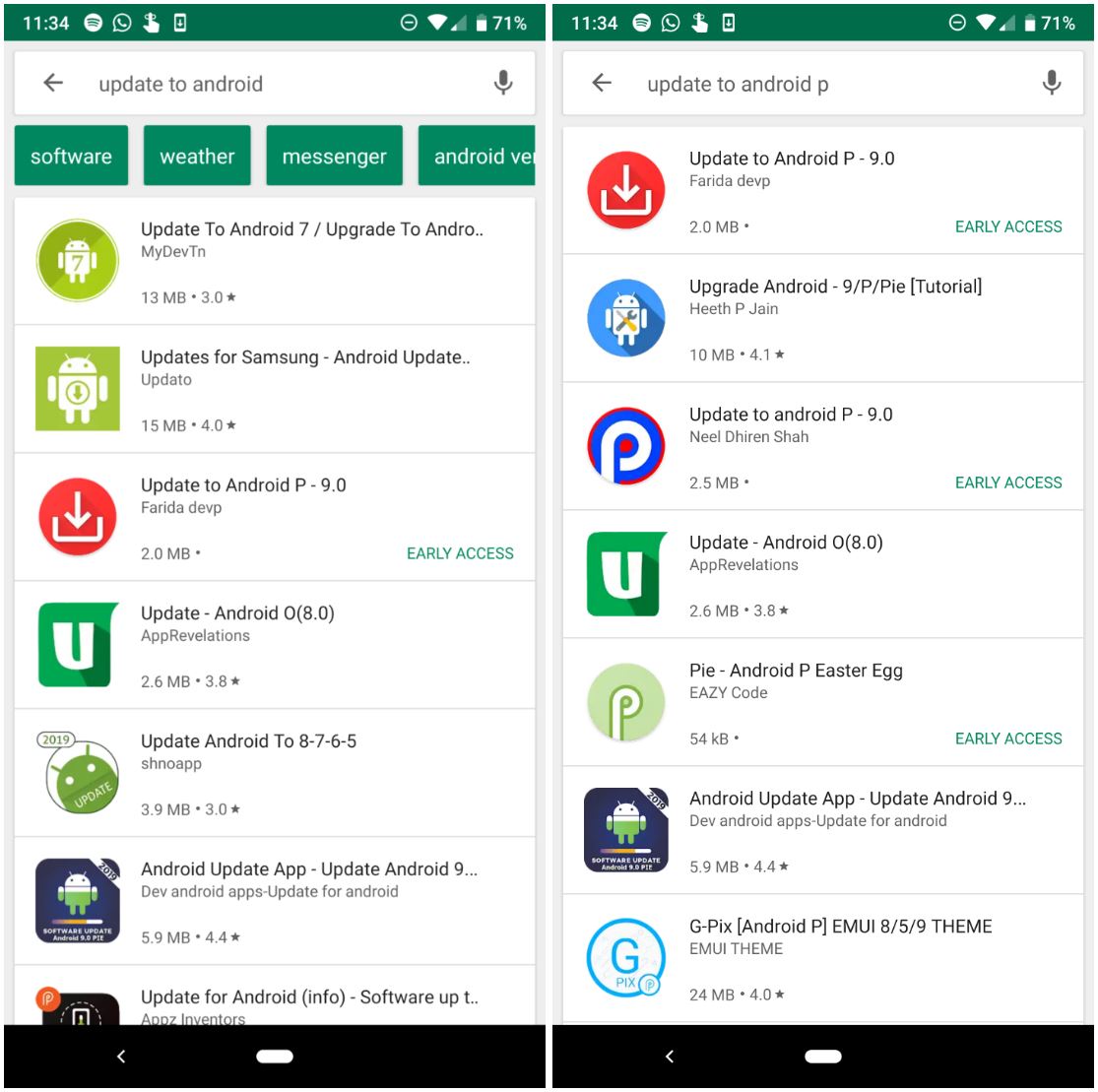 Android 9 update aplicatii google play store teapa