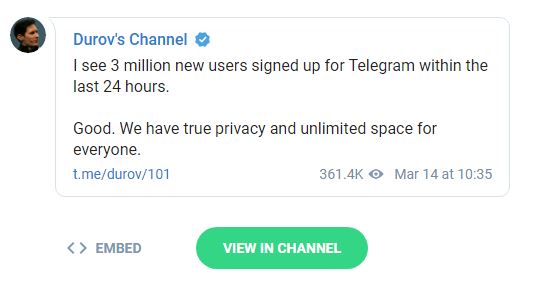 Facebook ha perso gli utenti di Telegram