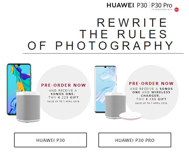 Huawei P30 PRO kuvat lahja ennakkotilaus Ranska Belgia Hollanti