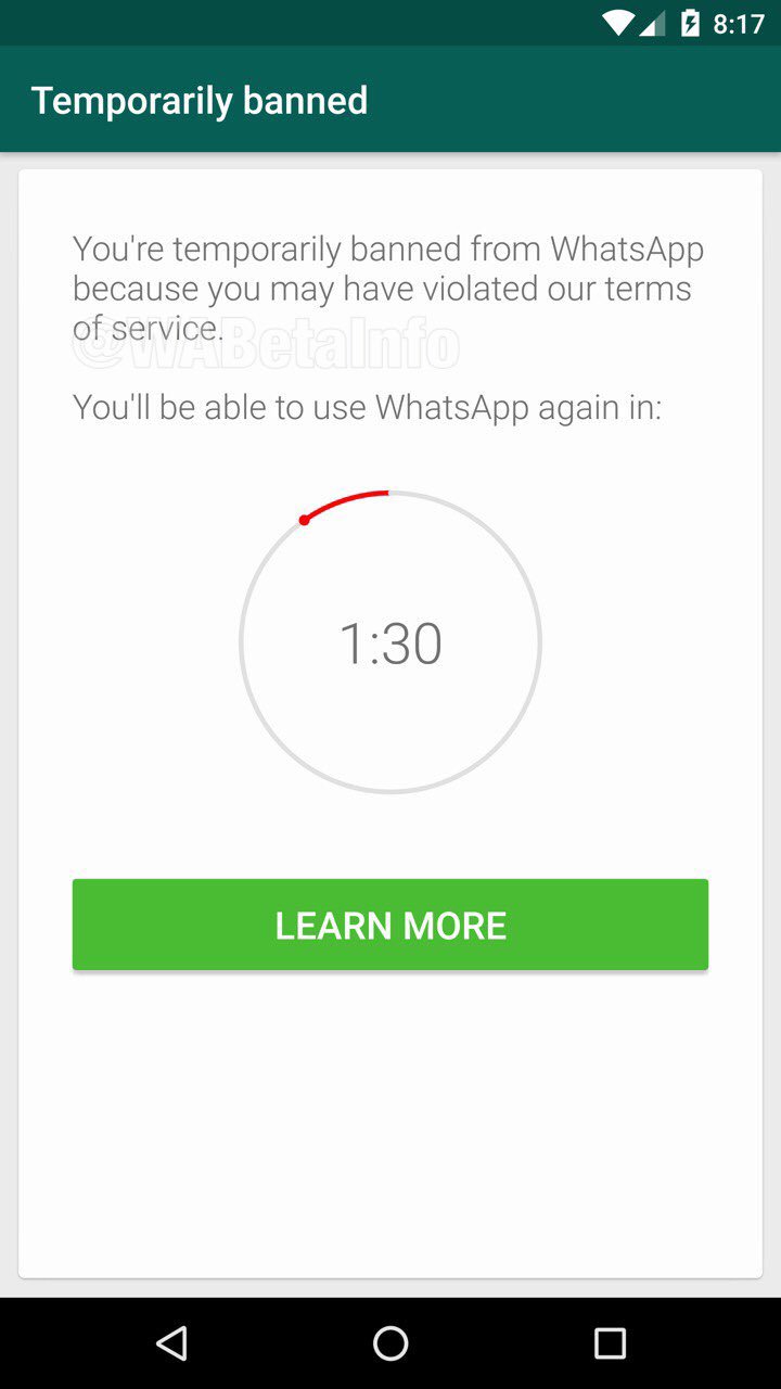 Aplicación de prohibición de WhatsApp