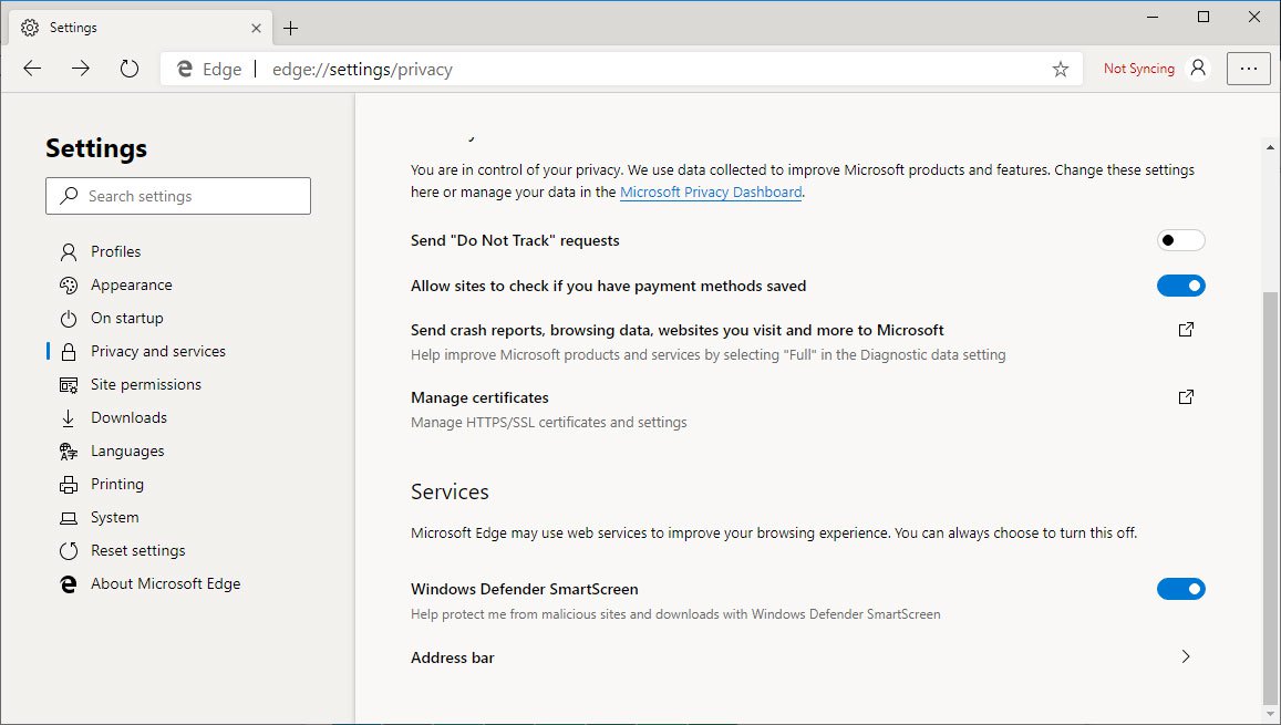 Windows 10 Microsoft Edge Chrome-interface 2