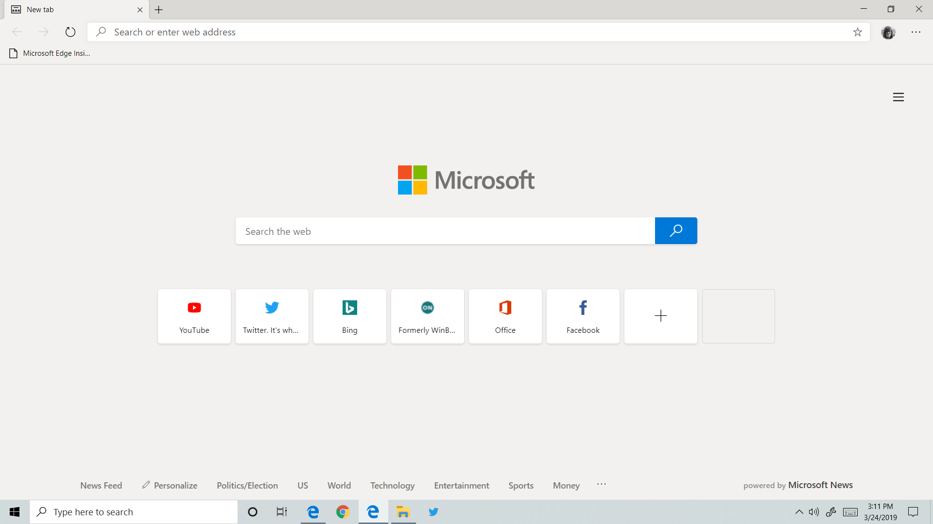 Windows 10 Microsoft Edge Chrome -käyttöliittymä