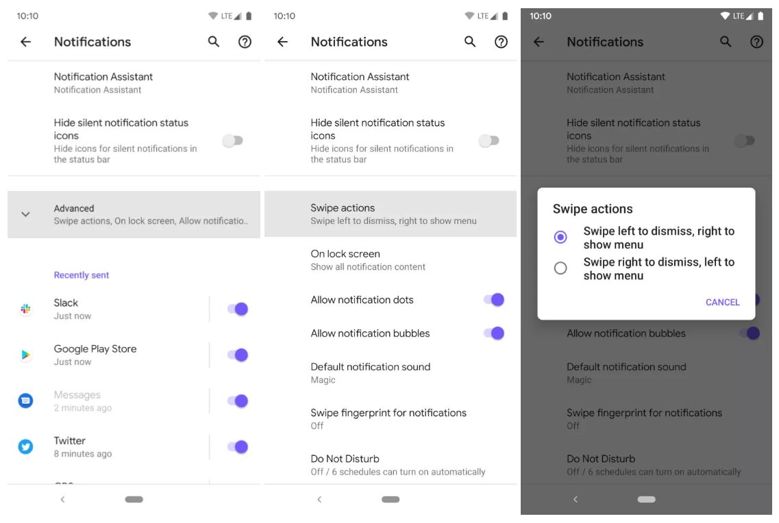 Android Q navigare notificari