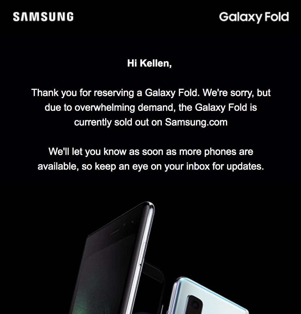 Samsung GALAXY FOLD succes precomenzi