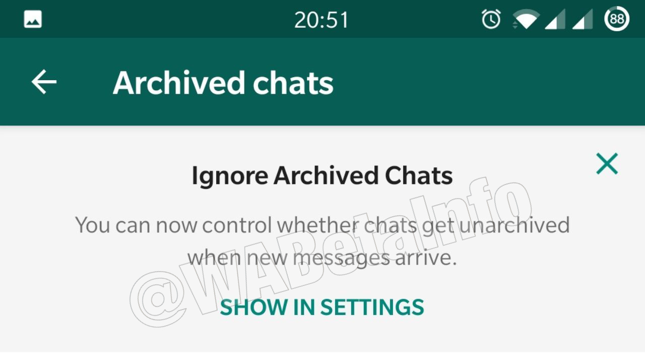 WhatsApp ohittaa arkistoidut keskustelut 2