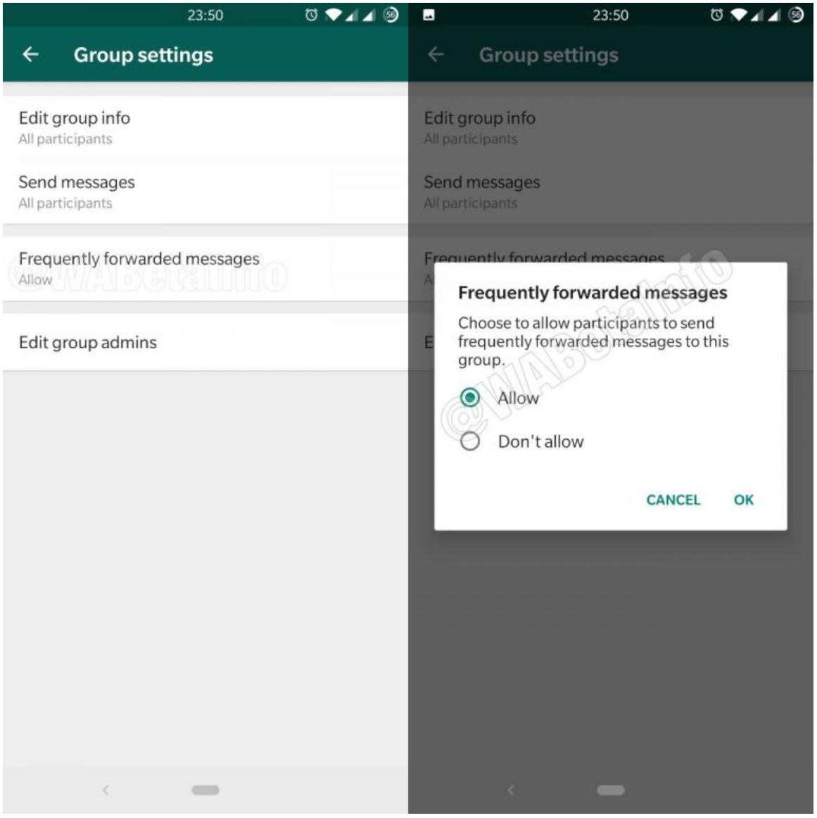 WhatsApp group messages lock