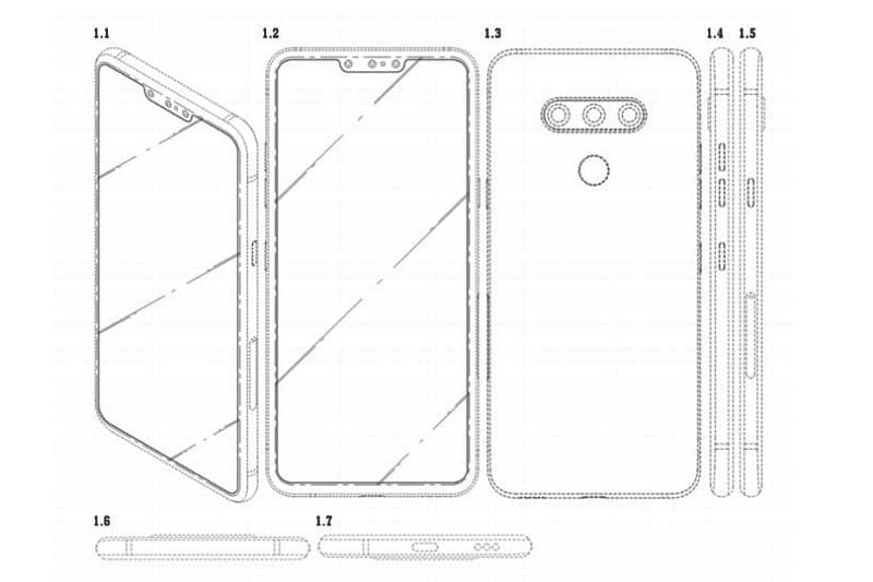 LG telefoon met drievoudige cameracamera