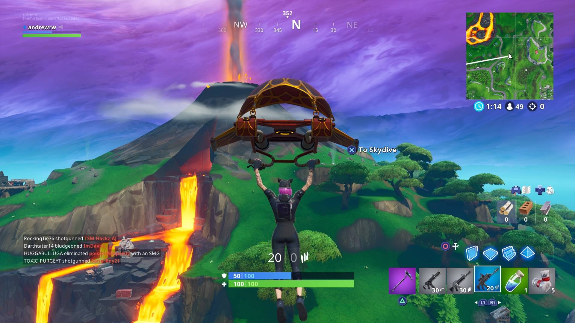 Erupción del volcán fortnite