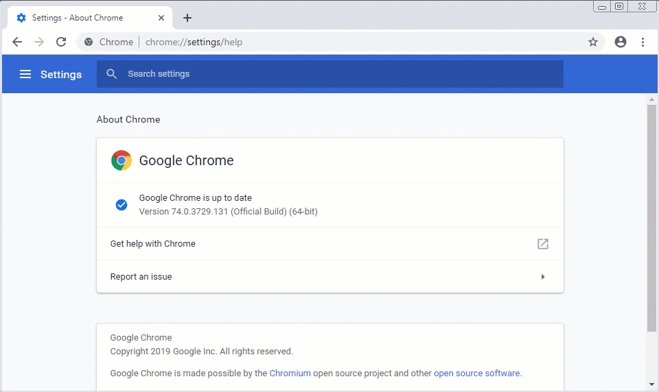 Ustawienia przeglądarki Google Chrome