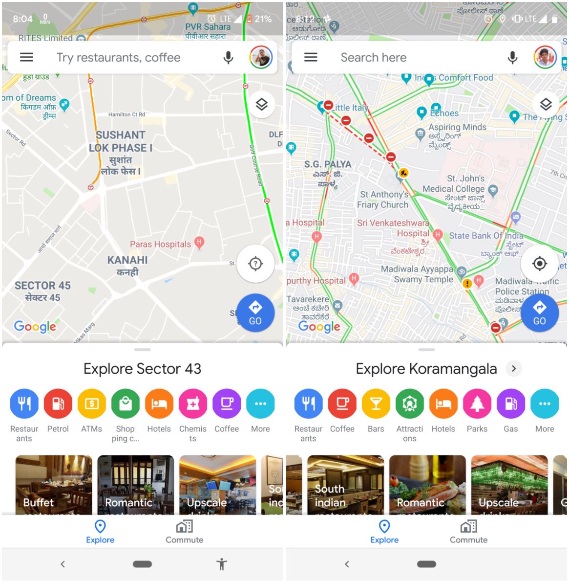 Google Maps explore iconite locatii