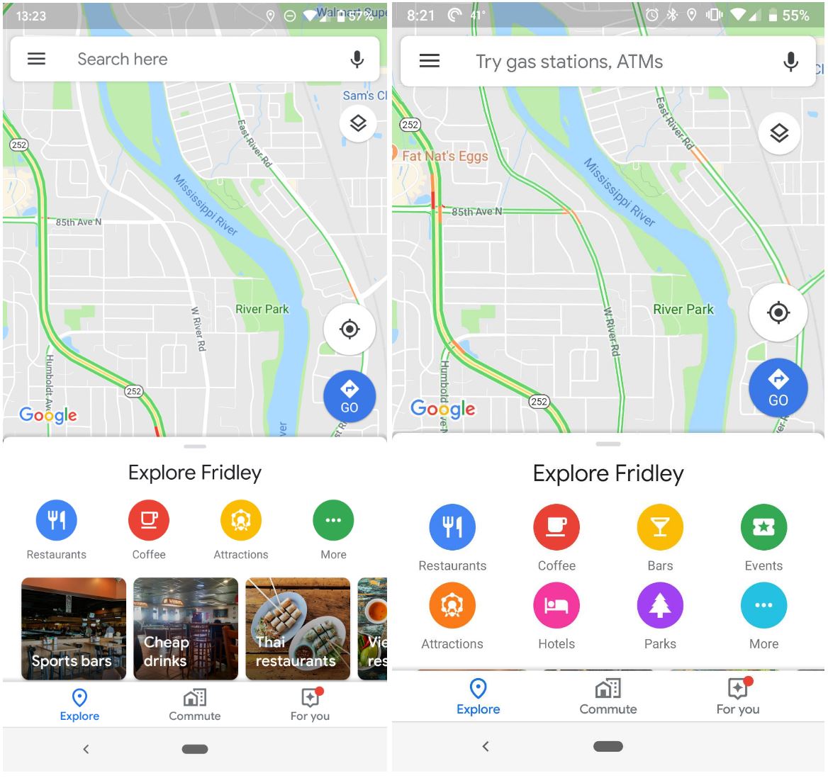 Google Maps explore icons