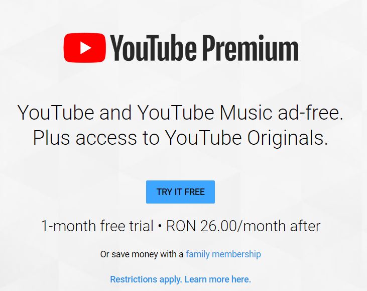 YouTube Music Premium Romanian hinta