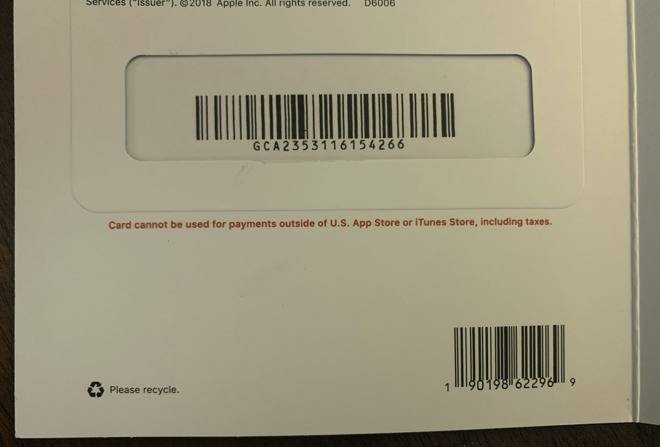 Imagen de la tarjeta de regalo de iTunes de ADVERTENCIA de Apple