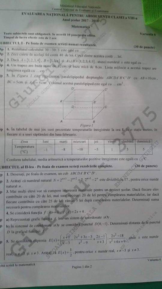 EVALUACIÓN NACIONAL 2019 ASIGNATURAS DE MATEMÁTICAS versión 1