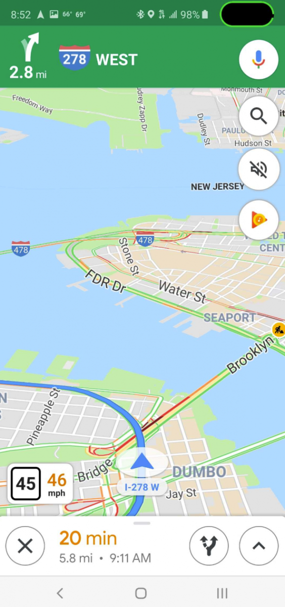 Google Maps speed alert