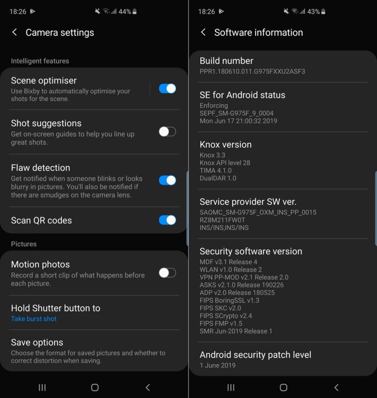 Samsung GALAXY S10 qr-kodeopdatering