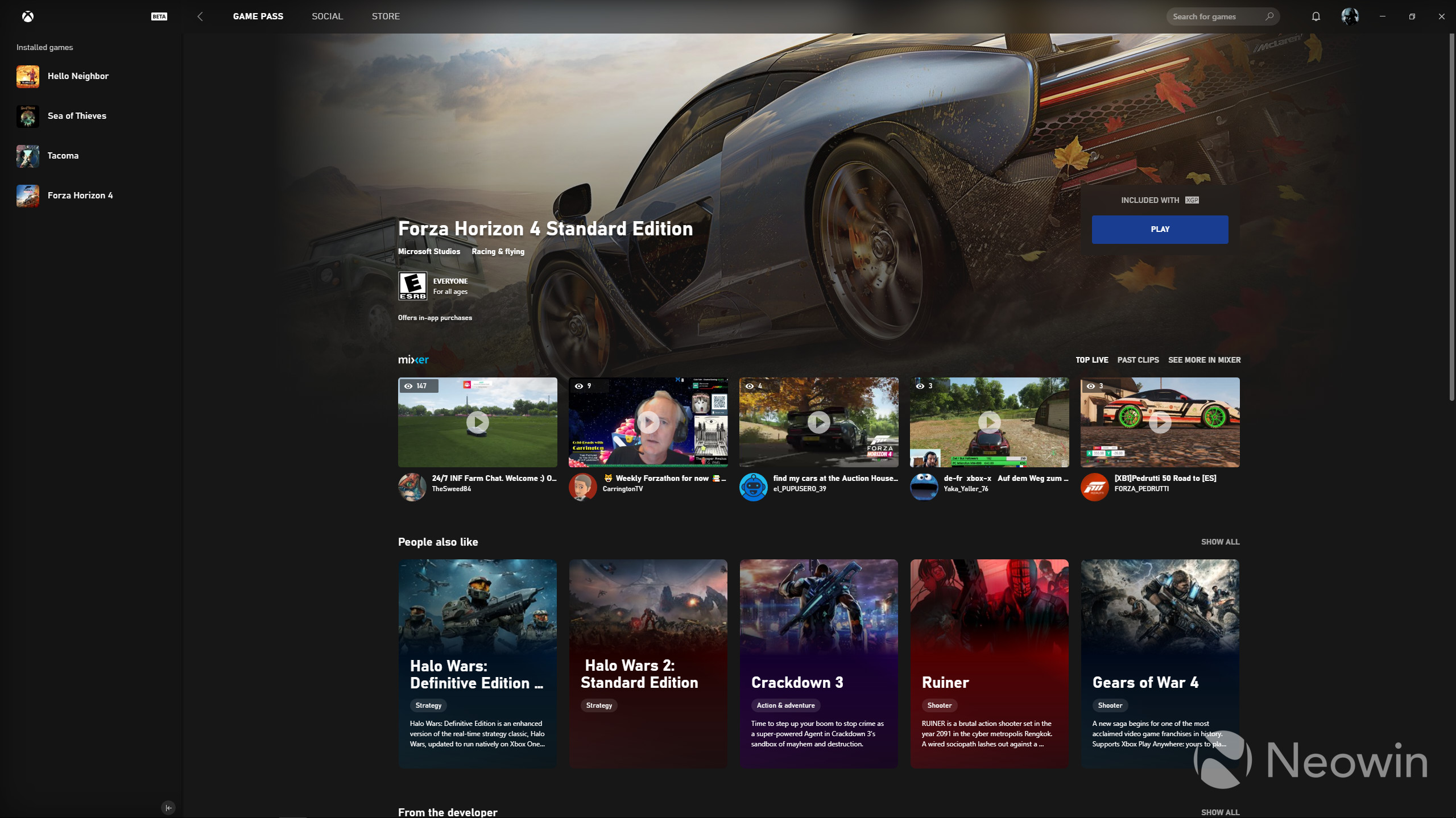 Applicazione xbox game pass per windows 10