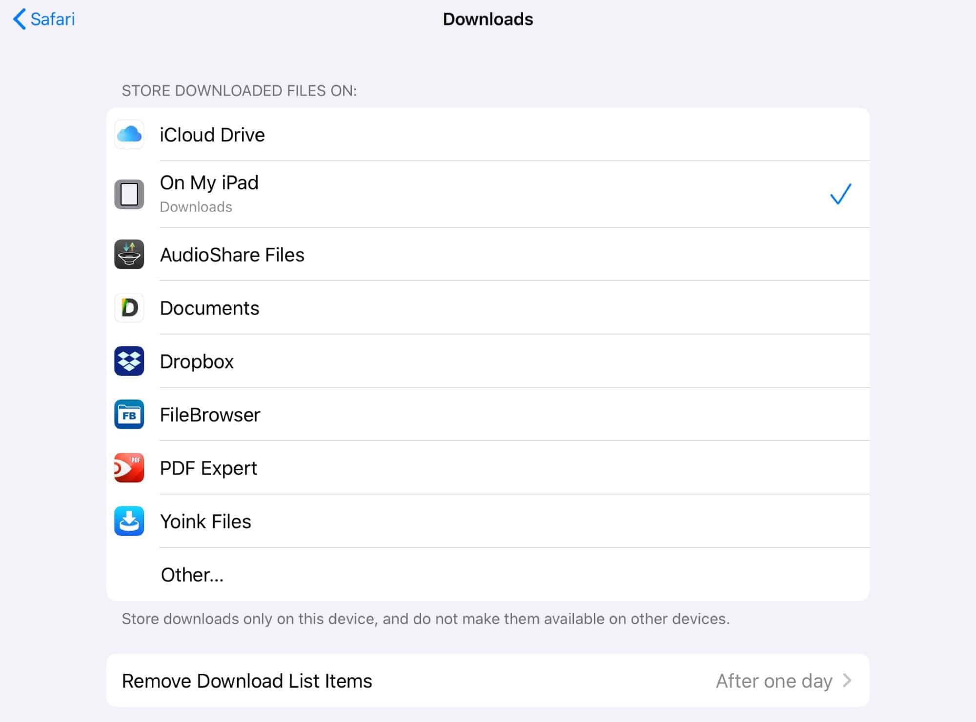 Administrador de descargas para iPad iOS 13 Safari