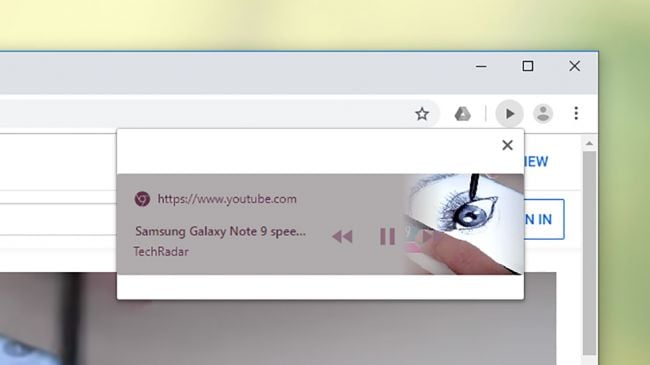 Google Chrome video music button