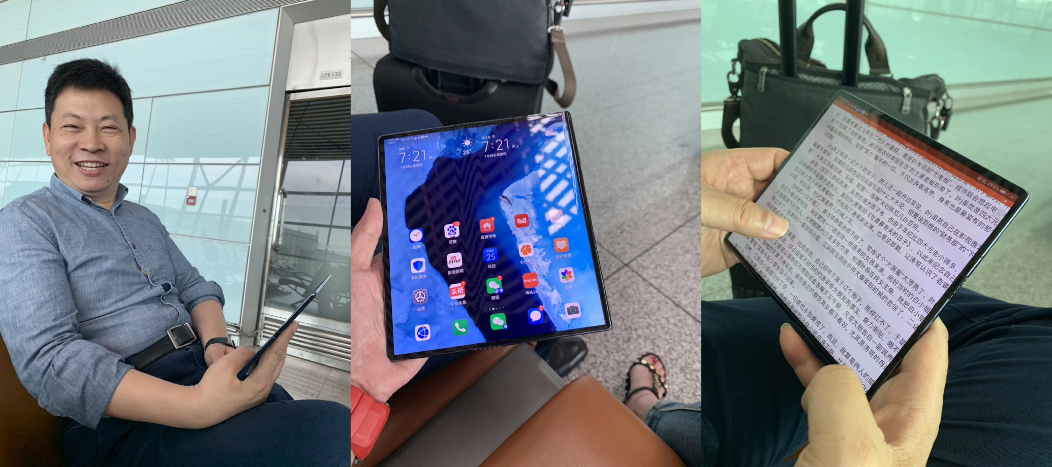 Noi Imagini Huawei MATE X folosit CEO Huawei aeroport