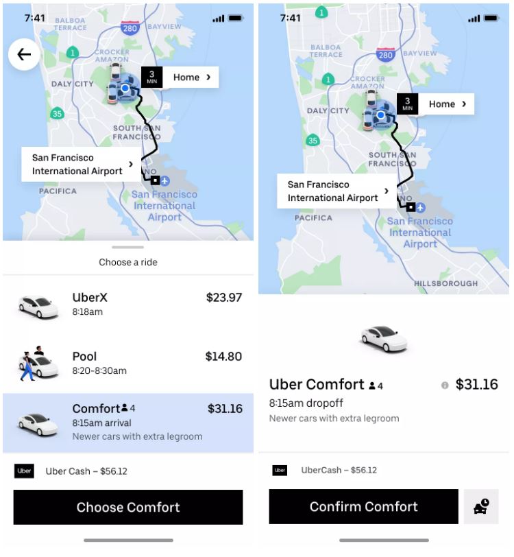 Uber Comfort Masini NOI beneficii