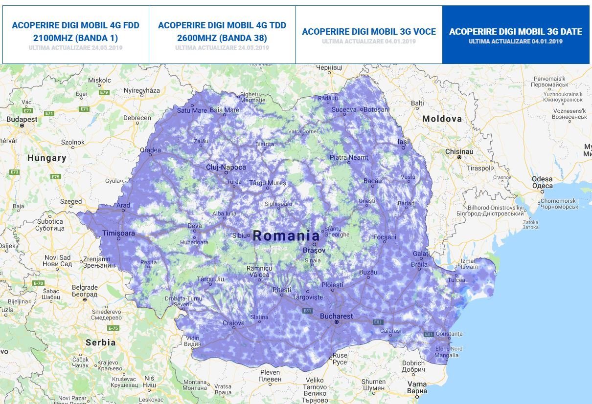 Digi Mobil acoperire internet mobil 3G