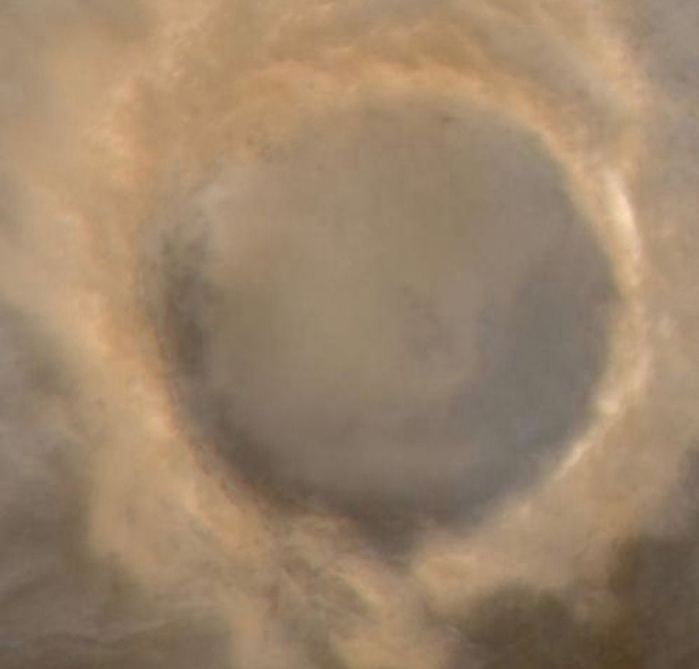 Planète Mars Image spectaculaire avec un cratère Lomonossov SCARY SECRET