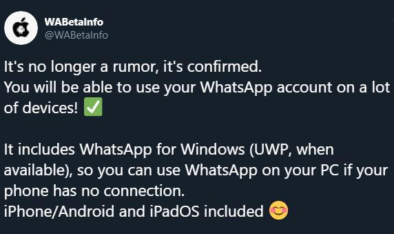 Inicio de sesión simultáneo de WhatsApp