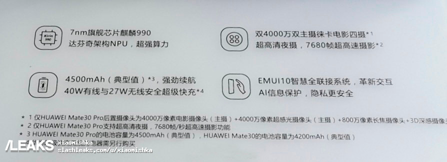 Huawei MATE 30 Pro. Specificatiile OFICIALE Anuntate pre Lansare specificatii