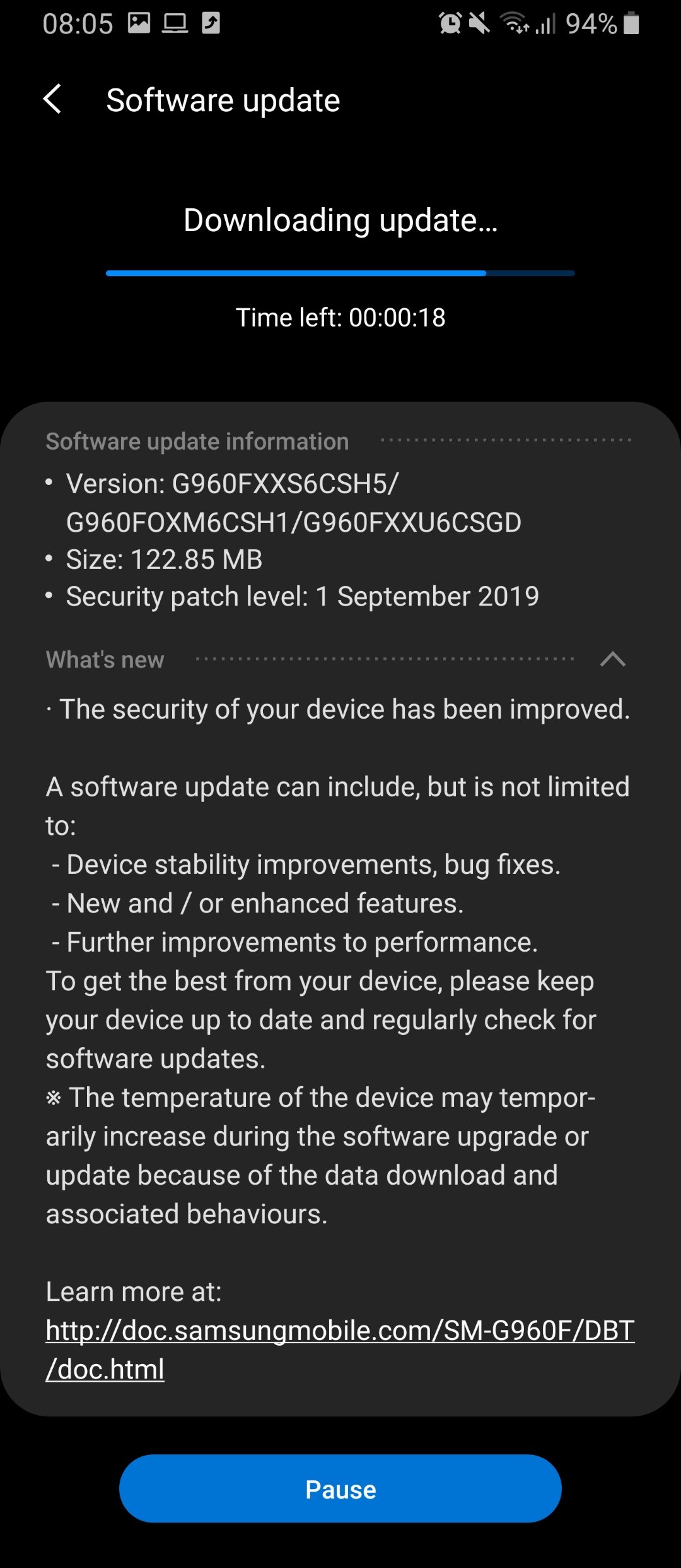 Samsung GALAXY S9. GREAT news for ALL update users