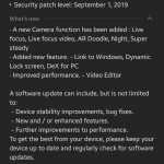 Samsung Galaxy S10 -päivityksen syyskuun 2019 muutosluettelo