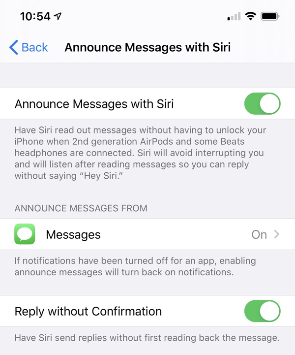 Announce Messages with Siri